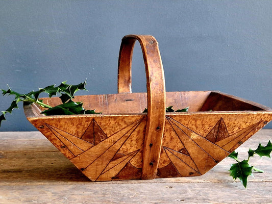 wooden trug with Art Deco design.