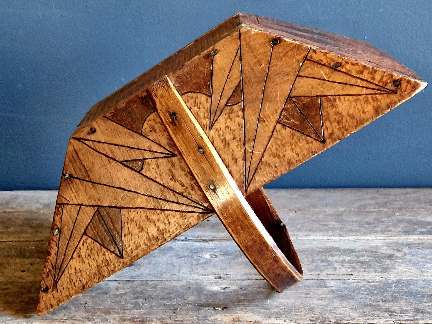 Antique French Wooden Trug, Art Deco Home Decor