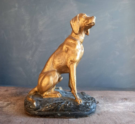 Dog statue. French vintage dog sculpture. Dog art. Dog sculpture. Vintage French dog ornament. Country house decor.French plaster dog statue